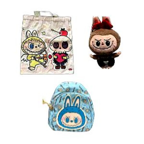 Labubu Themed - 3 Bags - All New - Tote/Plush Crossbody/Mini Backpack Crossbody - Picture 1 of 6